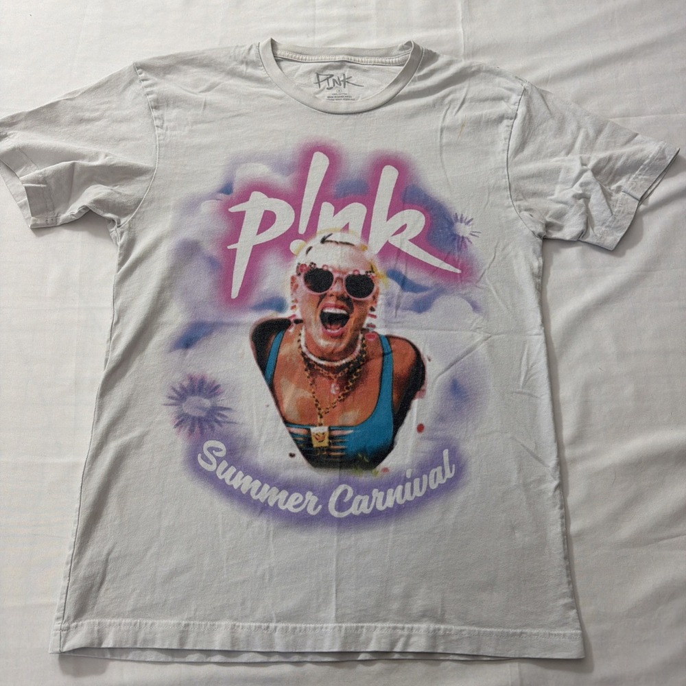Women's Unbranded Pink Summer Carnival 2023 Tour Tee White M Journeys Shirt Gym